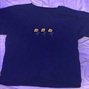 Brandy Melville Navy Blue Flower T Shirt